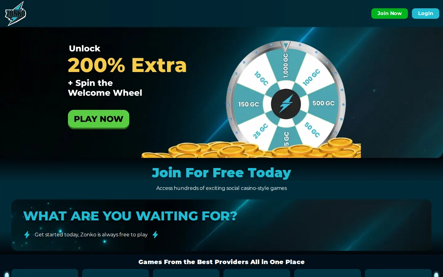 Screenshot of the Zonko website